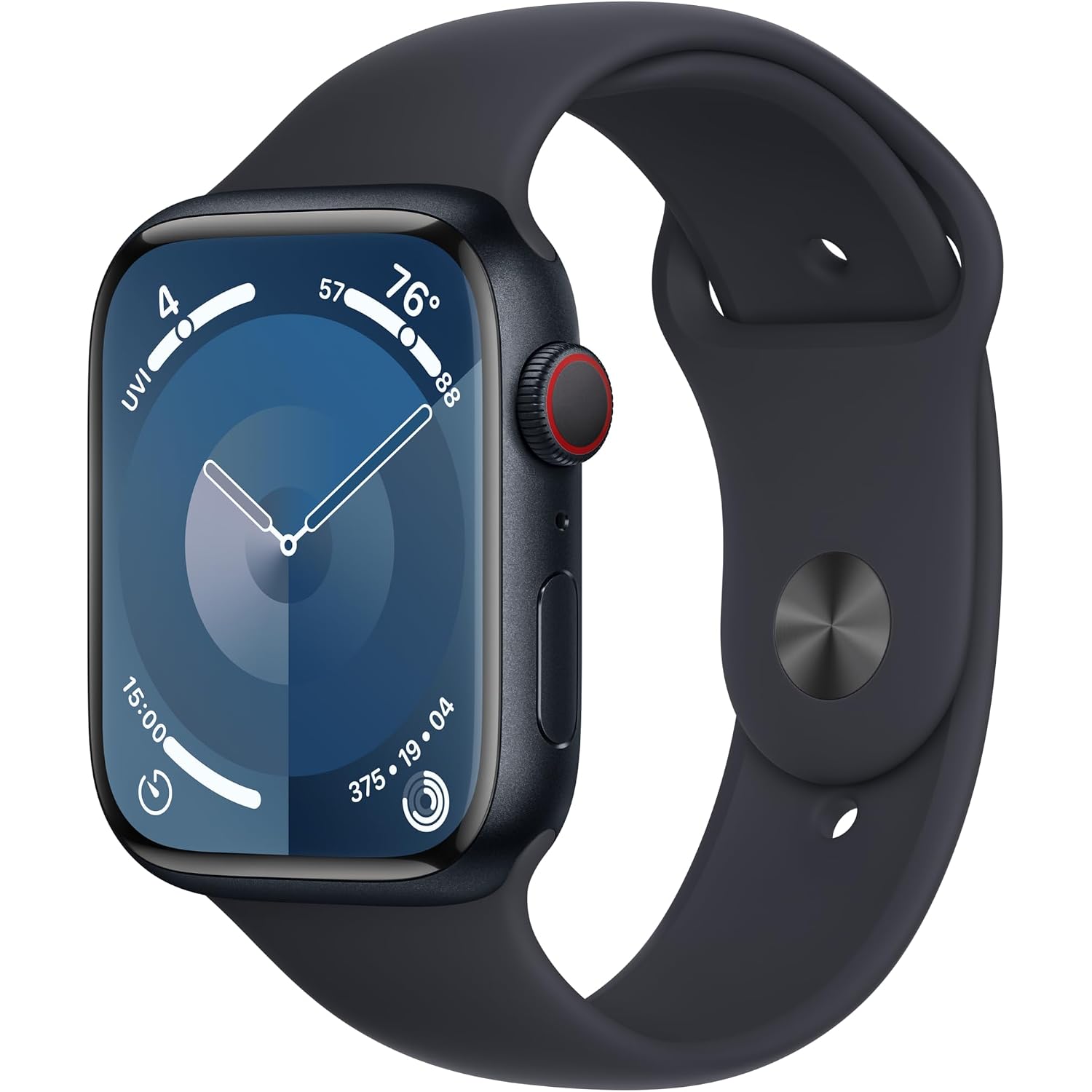 Apple Watch Series 9 (Gps + Lte) 45Mm Midnight Aluminum Case Black Sport Band (Renewed)