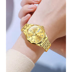 Olevs Womens Watches Casual Modern Diamond Automatic Mechanical Ladies Self Winding Dress Two Tone Wrist Watch Date Day
