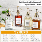 Coffee Bar Accessories,Coffee Syrup Dispenser With Labels For Coffee Bar,Pack Of 4,Total 67.6 Oz (Gold Pump)