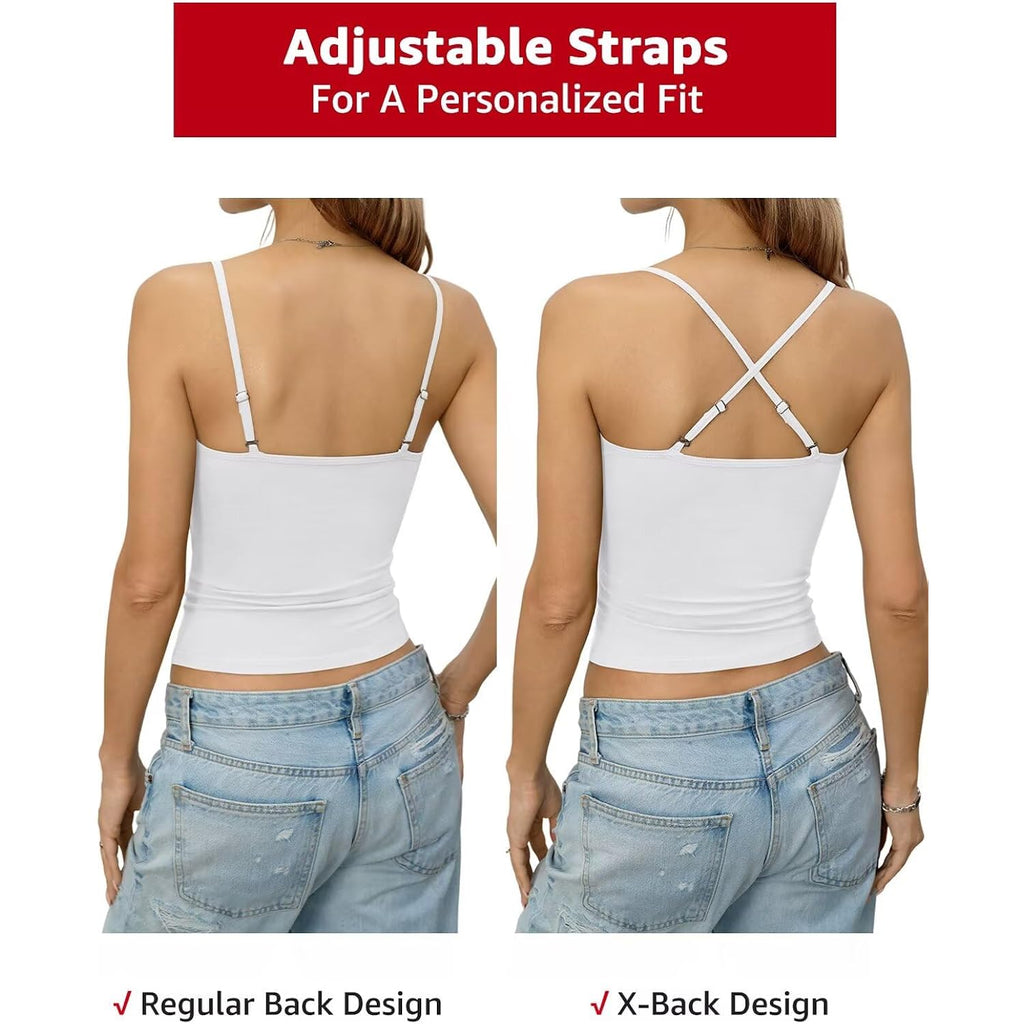 EasyGala Womens Cotton Camisole Crop Tops Square Neck Henley Tank Tops Fitted Y2K Going Out Cami Shirt Summer Fashion