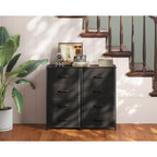 AODK Dresser for Bedroom with 4 Storage Drawers, Small Dressers Chest of Drawers Fabric Dresser with Sturdy Steel Frame, Black