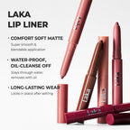 Laka Lip Liner - Smooth & Blendable Soft Matte Lip Contour Pencil For Shaping & Overlining Lips | Waterproof Formula, Oil-Cleanse Off, Long-Lasting Wear | #02 Suede Pink (Cool Nude Pink)