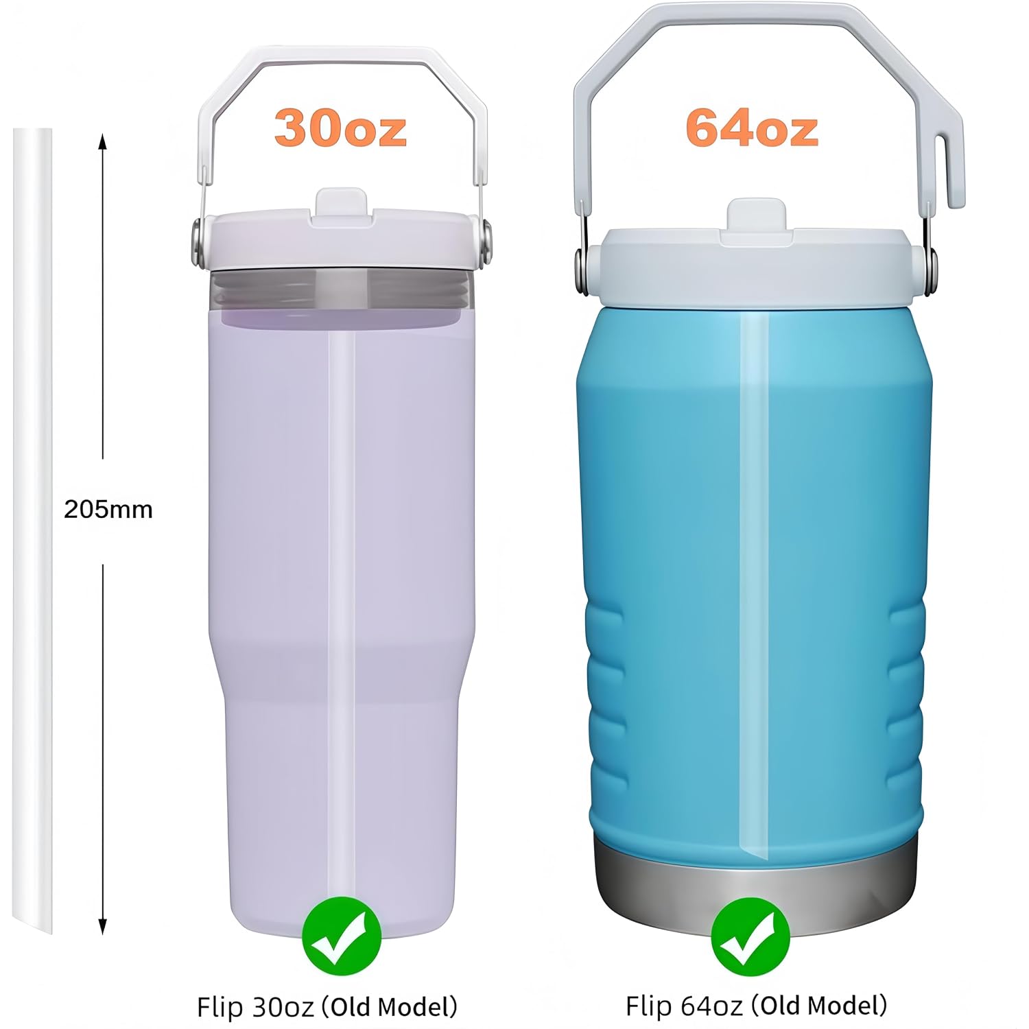 Replacement Straws - Only Compatible With 30 Oz & 64 Oz (Old Model) Stanley Iceflow Flip Straw Tumbler-Accessories Included 6 Straws,1 Cleaning Brush