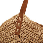 Summer Casual Straw Tote Bag Large Capacity Woven Shoulder Handbag For Summer Beach Vocation