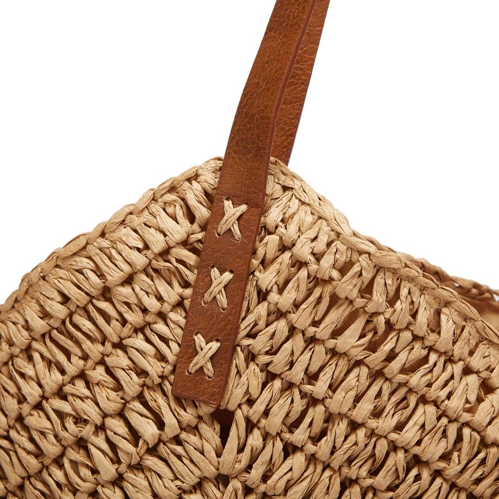 Summer Casual Straw Tote Bag Large Capacity Woven Shoulder Handbag For Summer Beach Vocation