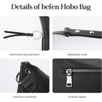 Befen Genuine Leather Hobo Bags For Women Trendy Crossbody Purses Soft Real Leather Shoulder Hanbags With Adjustable Strap