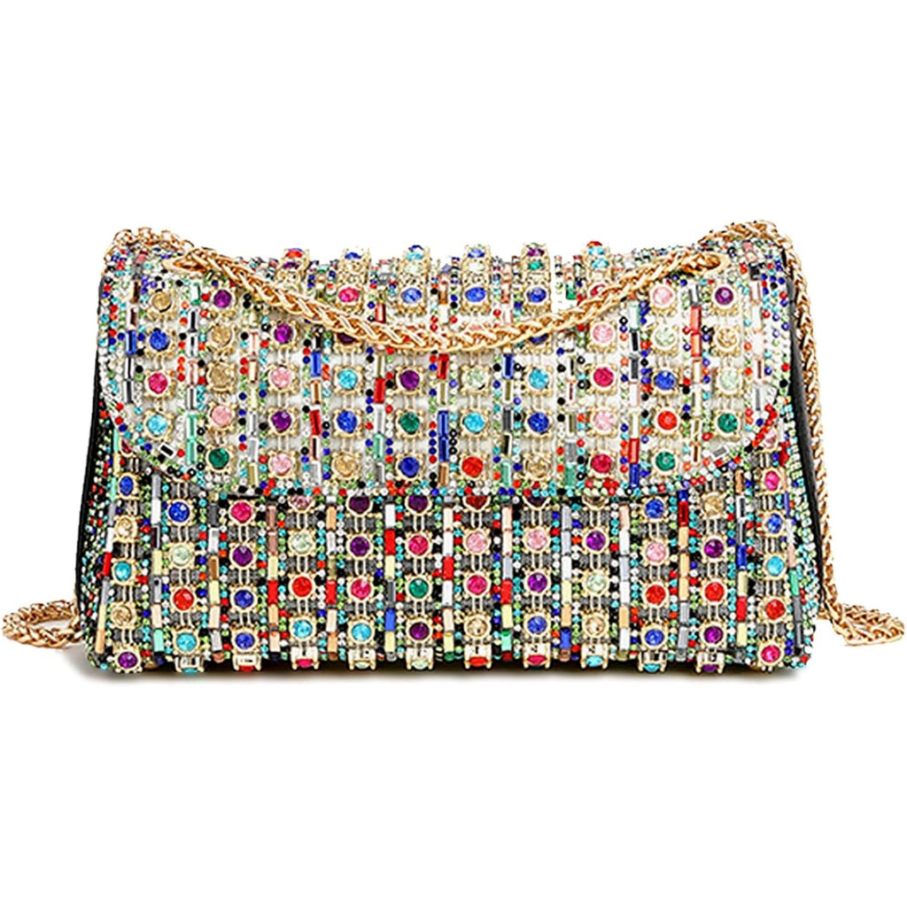 Rhinestone Clutch Purse, Sparkly Evening Bag With Chain For Women