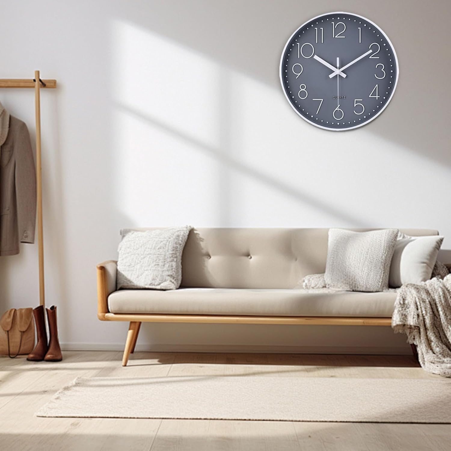 Wall Clock 12 Inch Non-Ticking Silent Battery Operated Round Wall Clock Modern Elegant Simple Style Clock For Home Office Kitchen Bedroom Living Room