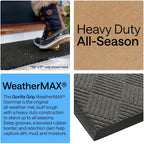 Gorilla Grip 100% Waterproof All-Season Weathermax Doormat Us Designed Natural Rubber, Stain Fade Resistant, Low Profile Indoor Outdoor Door Mats, Easy Clean, 29X17 Gray Diamond