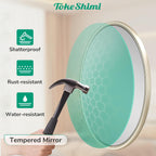 30 Inch Brushed Nickel Mirror Round Tempered, Shatterproof Bathroom Vanity Mirror Circle, Metal Farmhouse Wall Mounted Mirror For Vanity, Entryway, Bedroom, Restroom, Living Room