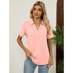 Women's 3/4 Length Sleeve V-Neck Collared Tops Summer Business Casual Work Polo Shirts Fashion Outfits 2026