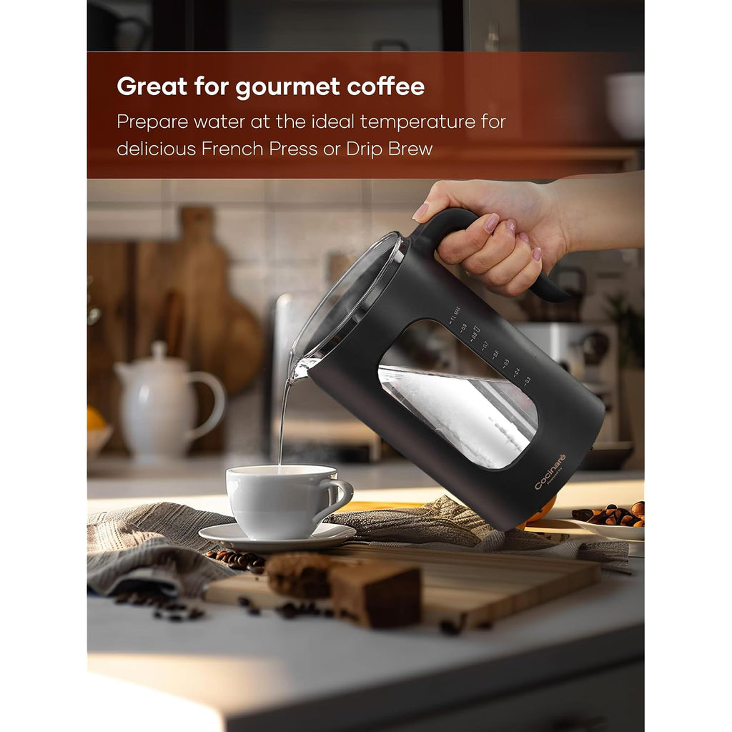 Electric Tea Kettle, Intasting Glass Electric Kettle With Tea Infuser And Precise Knob Temperature Control, 1200W Fast Heating, Bpa-Free, Easy To Clean, 1 Liter (Dark Gray)