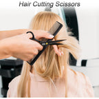 Hair Cutting Scissors Shears Kit, Professional Barber Haircut Scissors Set (6.7 Inch Hair Beard Hairdressing Trimming Haircutting Thinning Shears) For Men Women Hairdresser Home Salon (Black)