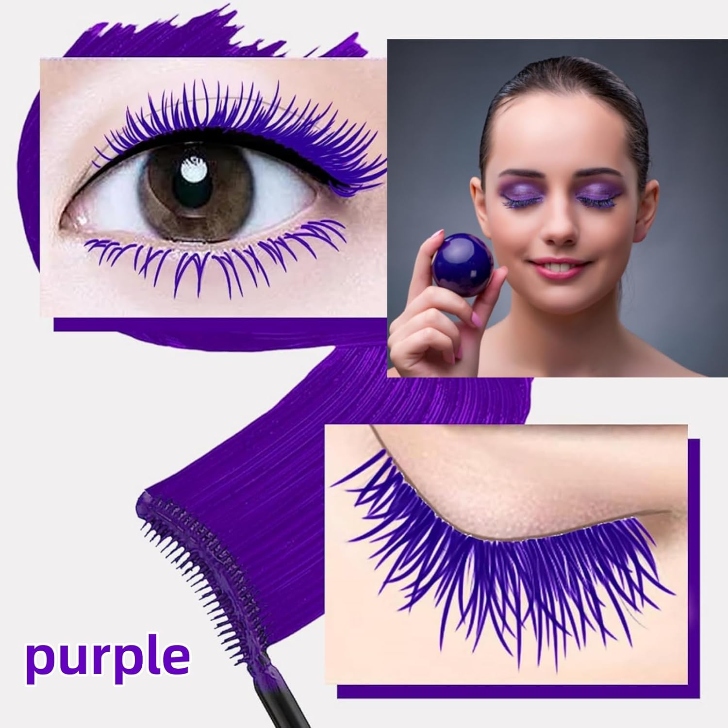 Purple Lashes Extensions mascara Eyes Makeup eyelash serum coloured Mascara Waterproof Fast Dry Eyelashes Curling Lengthening Party Stage Use