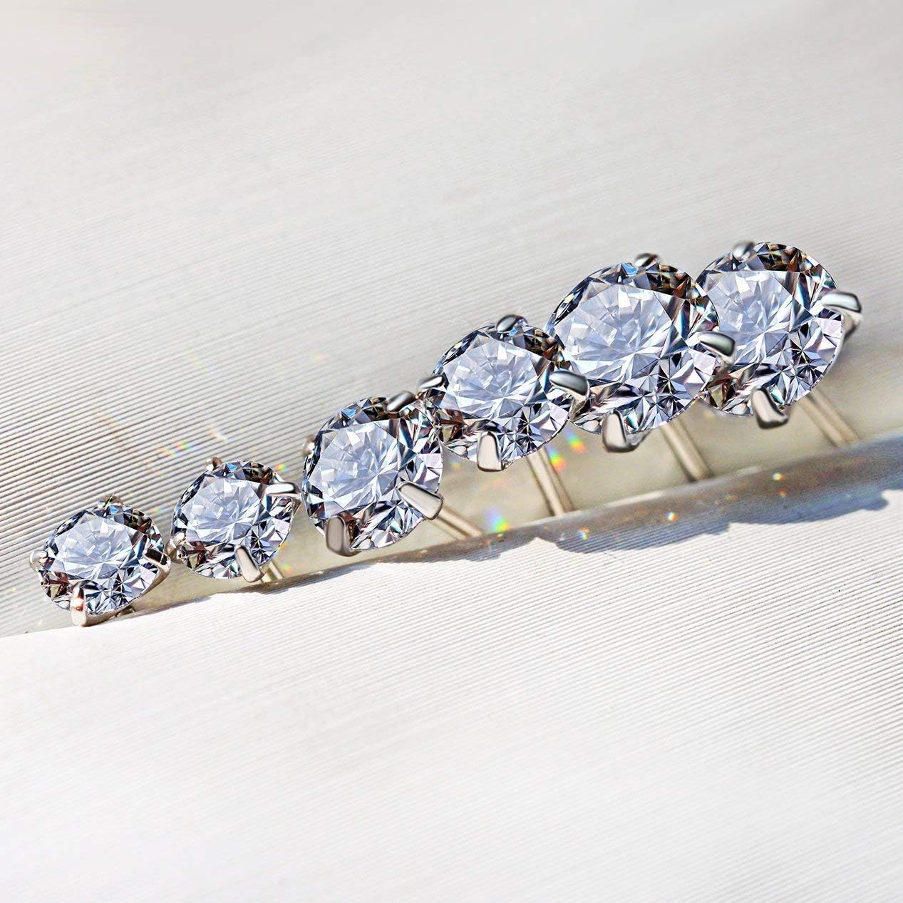 925 Sterling Silver Earrings, Cubic Zirconia Stud Earrings, Diamond Stud Earrings for Women
