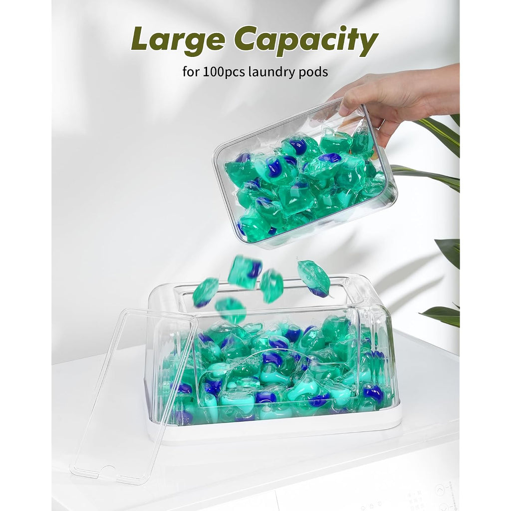 Icasa Trash Bag And Dishwasher Pod Dispenser - 3 In 1 Clear Storage Bins Holder For 13/30/33 Gallon Garbage Bags, Laundry Detergent Pods & Tabs, Under Sink Organizer For Kitchen And Laundry Room