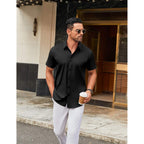 Coofandy Men'S Stretch Dress Shirts Short Sleeve Wrinkle Free Casual Button Down Shirts