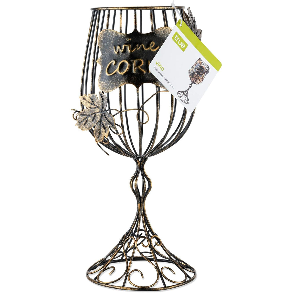 True Wine Glass Cork Holder, Decorative Wine Cork Storage And Decor, Set Of 1, Rustic Bronze Finish