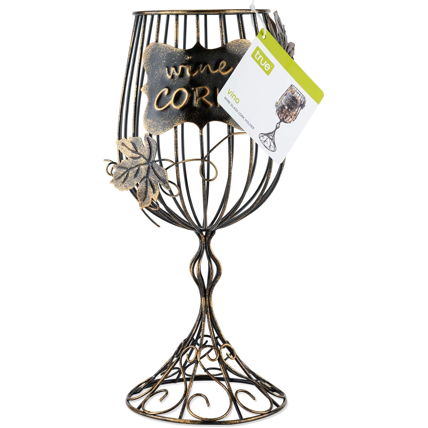 True Wine Glass Cork Holder, Decorative Wine Cork Storage And Decor, Set Of 1, Rustic Bronze Finish
