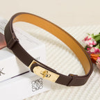 Women’s Skinny Leather Belt with Gold or Silver Turn-Lock Buckle – Adjustable Thin Belt for Dresses, Office & Wedding