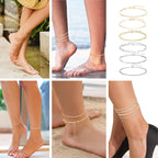 12pcs Gold/Silver Ankle Bracelets for Women Layered Waterproof 14k Cuban Link Chain Anklets Set Adjustable Dainty Summer Beach Gold Accessories Boho Bracelet Jewelry