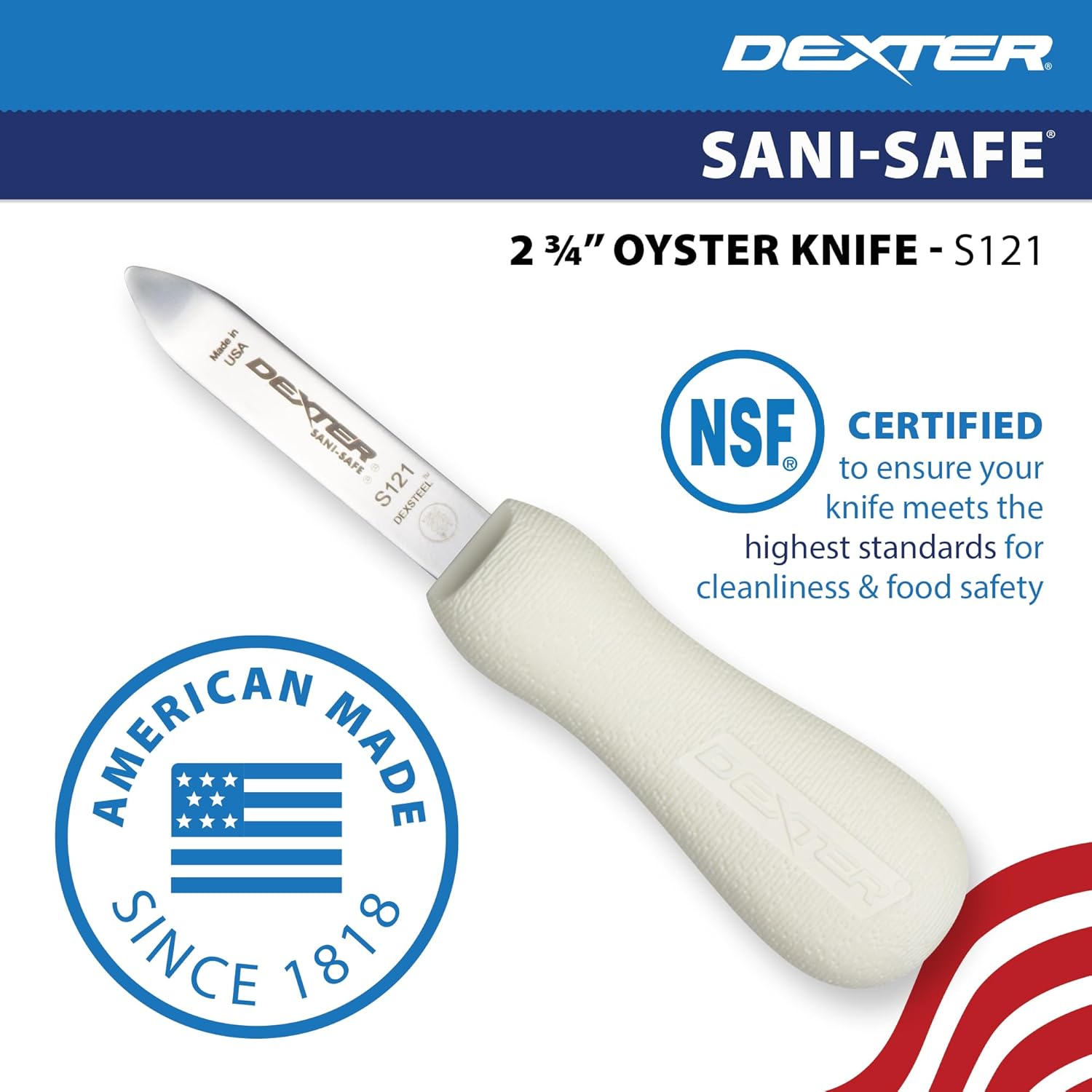 Dexter-Russell – 2.75" New Haven Style Oyster Knife - Sani-Safe Series, Carbon Steel, medium, Original version