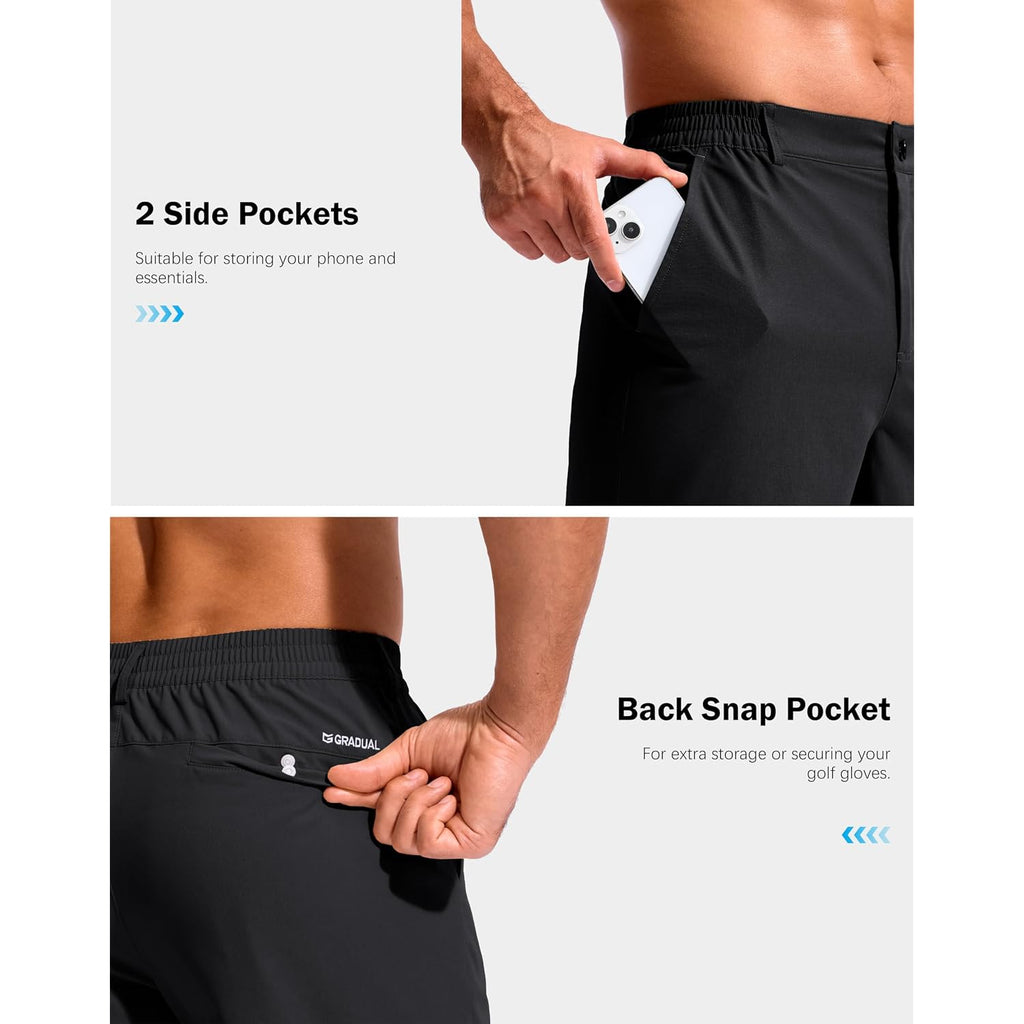 G Gradual Men'S Golf Shorts With 3 Pockets 9" Lightweight Stretch Quick Dry Casual Dress Work Shorts For Men