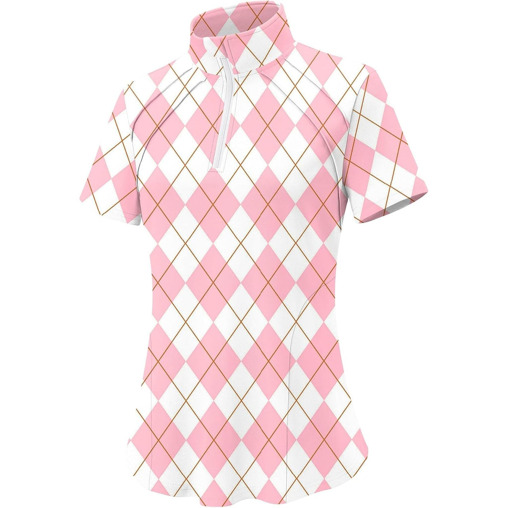 Womens Golf Polo Shirts Summer Short Sleeve 1/4 Zip Tops Moisture Wicking Casual Tennis Activewear with Pockets