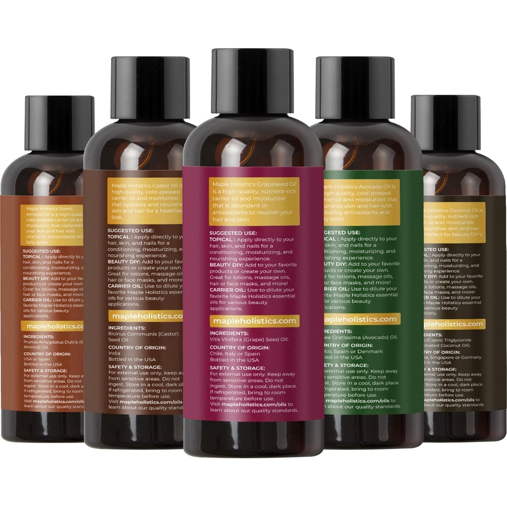 Pure Carrier Oils For Essential Oils - Diy Skin Care Set With Hair Oils Skin Oils For Body Care Moisturizers For Face And Body Plus Nail Care - Anti Aging Skin Care Diy Beauty Products Carrier Oil Set