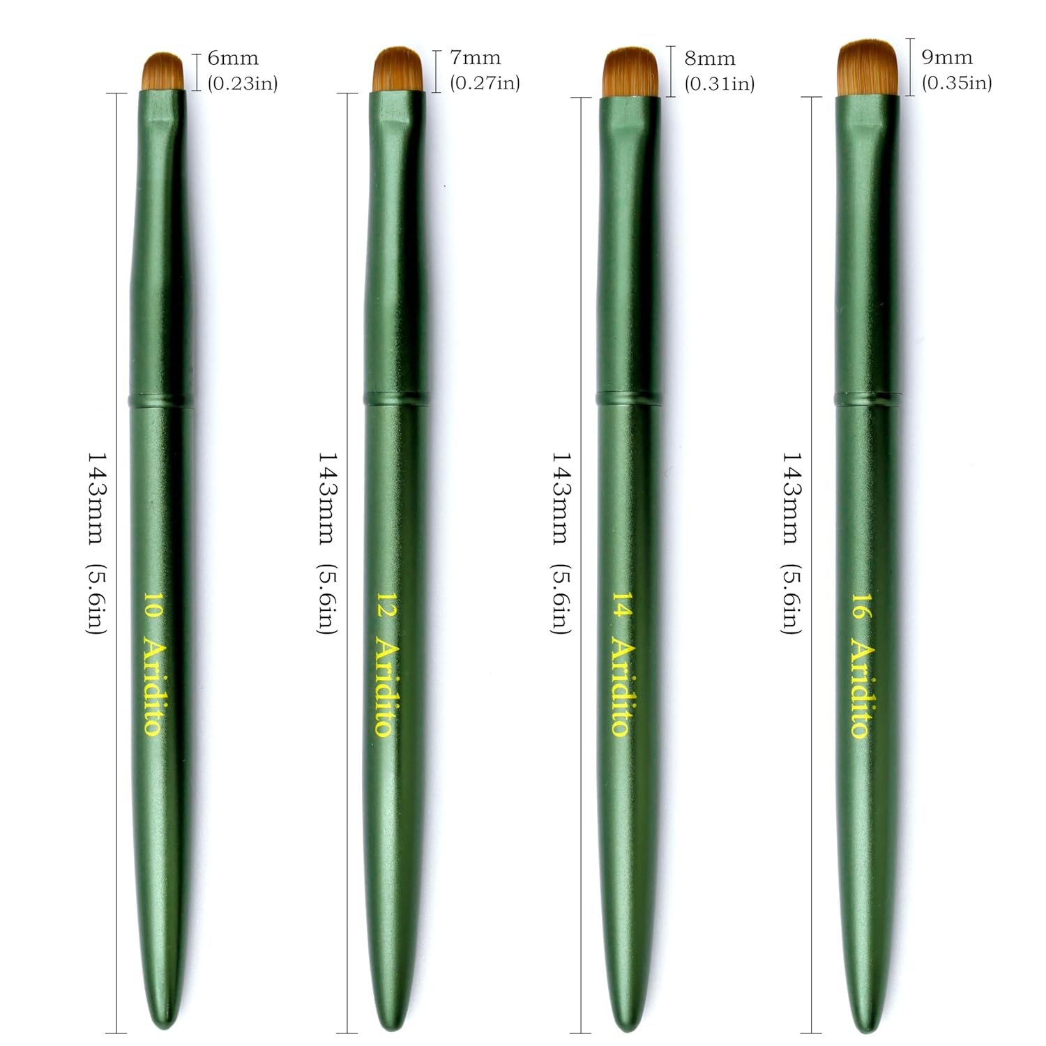 4pcs Matte Green Metal French Nail Brush | Professional French Tip Brush | Nail Clean Up Brush (#10,#12,#14,#16) (Matte Green)