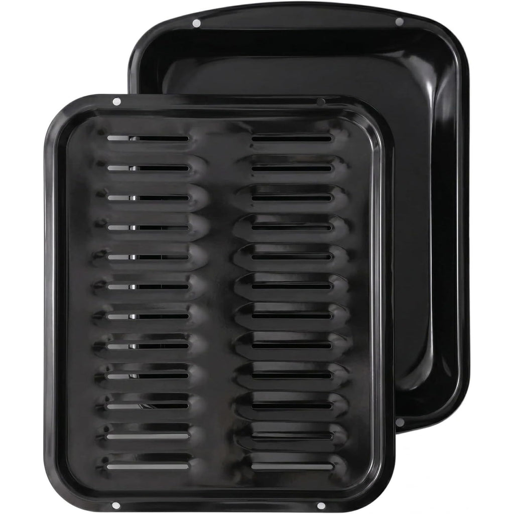 Broiler Pan For Oven Nonstick 16.75” X 13” Porcelain Nonstick Coated - Broiling Pan For Oven Withstands Heat Up To 550° F - Heavy Duty Broil Pans And Rack Circulates Heat And Drains Fat (Black)