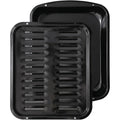 Broiler Pan For Oven Nonstick 16.75” X 13” Porcelain Nonstick Coated - Broiling Pan For Oven Withstands Heat Up To 550° F - Heavy Duty Broil Pans And Rack Circulates Heat And Drains Fat (Black)