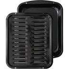 Broiler Pan For Oven Nonstick 16.75” X 13” Porcelain Nonstick Coated - Broiling Pan For Oven Withstands Heat Up To 550° F - Heavy Duty Broil Pans And Rack Circulates Heat And Drains Fat (Black)