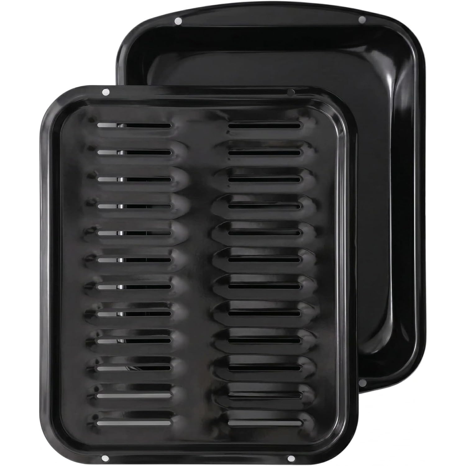 Broiler Pan For Oven Nonstick 16.75” X 13” Porcelain Nonstick Coated - Broiling Pan For Oven Withstands Heat Up To 550° F - Heavy Duty Broil Pans And Rack Circulates Heat And Drains Fat (Black)