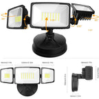 Onforu 75W Flood Lights Outdoor, 7000Lm Brightness Security Lights Switch Controlled, 3 Adjustable Heads, Ip65 Waterproof, 6500K Wall Mount Exterior Led Flood Light