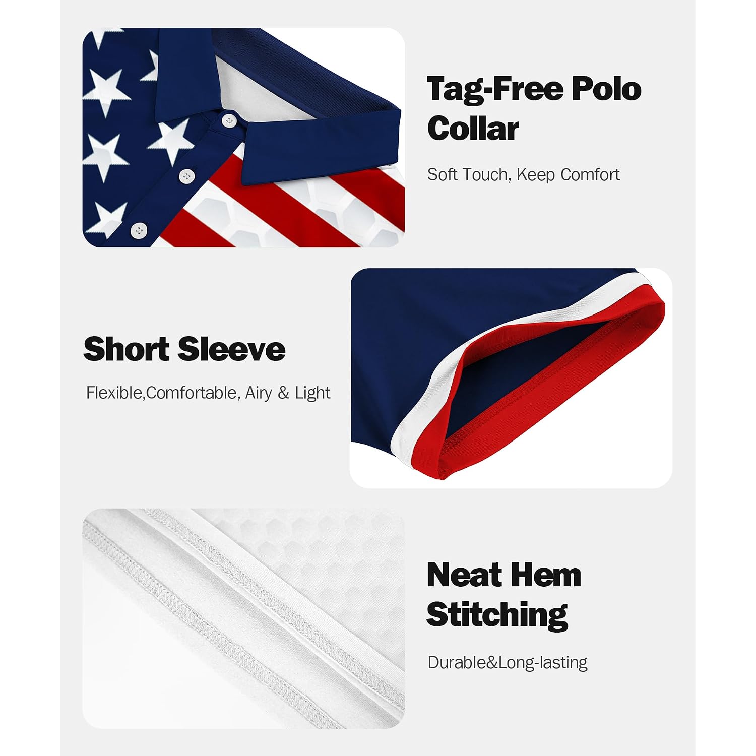 Mens American Falg Polo Shirts Short Sleeve Performance Patriotic Shirt Funny Golf Shirt