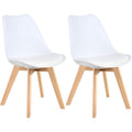 Lssbought Mid Century Modern Dining Chairs,Shell Lounge Plastic Side Chair With Soft Padded And Wooden Legs For Dining Room Living Room Bedroom Kitchen Set Of 2 (White)