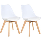 Lssbought Mid Century Modern Dining Chairs,Shell Lounge Plastic Side Chair With Soft Padded And Wooden Legs For Dining Room Living Room Bedroom Kitchen Set Of 2 (White)