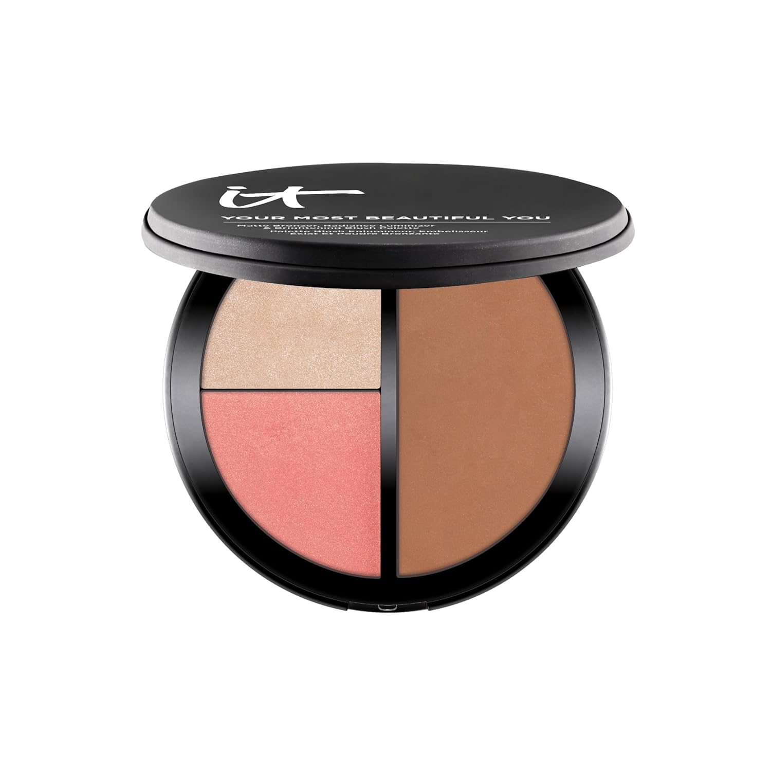 IT Cosmetics Your Most Beautiful You 3-in-1 Makeup Palette - Matte Bronzer - Radiance Luminizer -Brightening Powder Blush - With Peptides & Drops of Light Technology
