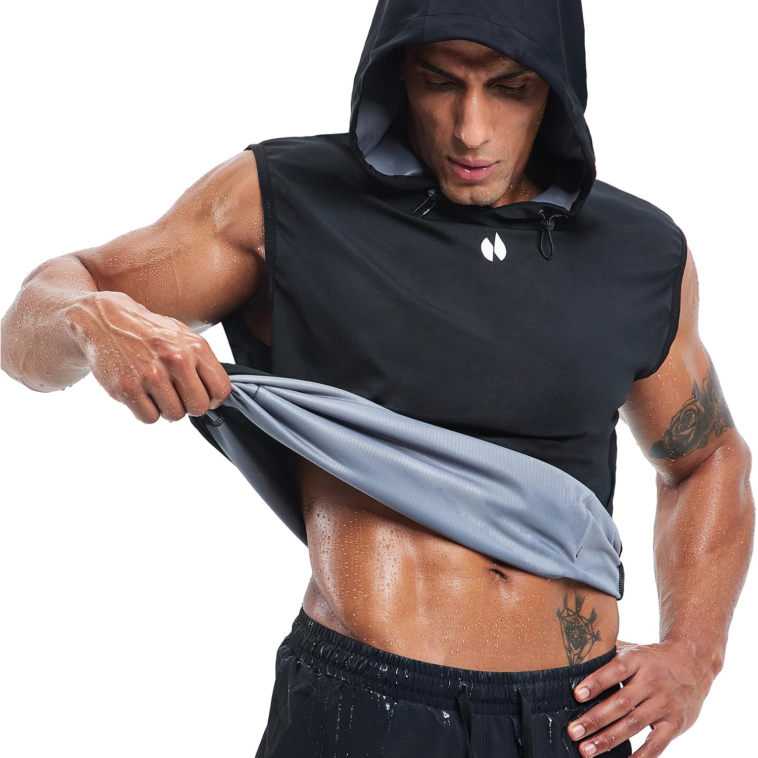 Hotsuit Sauna Shirt For Men Weight Loss Hooded Sweat Suits Heat Trapping Pullover Vest For Boxing, Running, Gym Workouts