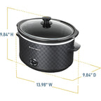 West Bend Slow Cooker 4-Quart Manual Crockery Style With Dishwasher Safe Oval Ceramic Crockpot And Glass Lid Two Temperature Settings Plus Keep Warm, 210-Watts, Black