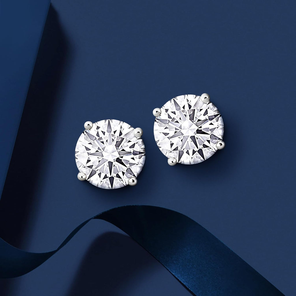 Lab-Grown Diamond Stud Earrings With Unique laser engraved Diamond ID, Set In Platinum, White Gold or Yellow Gold - D Color, VVS2 Clarity, IGI Certified Lab-Grown Diamonds - Available in 1 to 5 CTTW