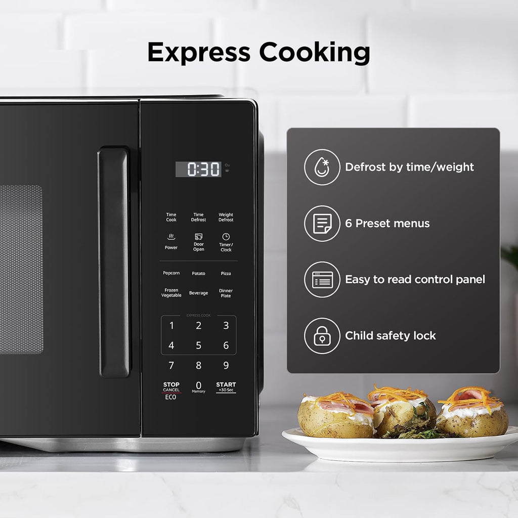 Black+Decker Em9P02P9 Countertop Microwave Oven, 0.9 Cu Ft, 900W With 6 One-Touch Presets, Express Cooking, 10 Power Levels, And Child Safety Lock, Black