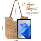 Pleneal Crochet Beach Bag, Summer Woven Tote Bag With Lining, Soft Purse Shoulder Bags For Vacation