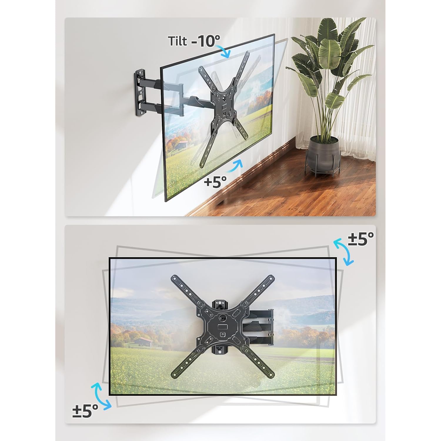Mountup Full Motion Tv Wall Mount For Most 26-60 Inch Tvs, Max Vesa 400X400Mm Wall Mount Tv Bracket With Swivel Tilting Extension Level Adjustment For Led Lcd Flat Curved Tvs Up To 77 Lbs, Mu0018