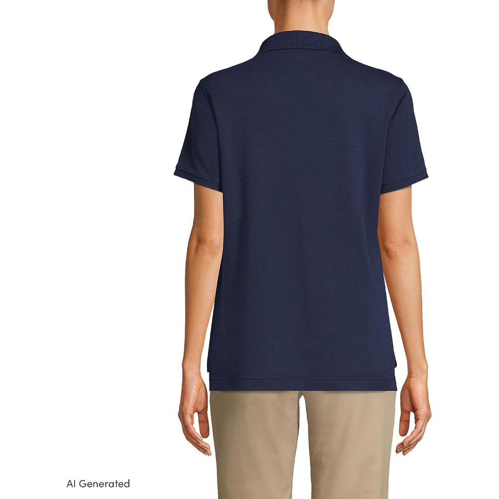 Lands' End Essentials Women'S Short Sleeve All Day Comfort Polo Shirt - 100% Cotton Won'T Shrink Pill Fade