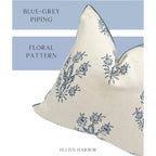 “The Mary” Blue And White Decorative Throw Pillow Cover – Floral Block Print Pillow Cover – Grandmillennial Home Decor, 19" X 19"