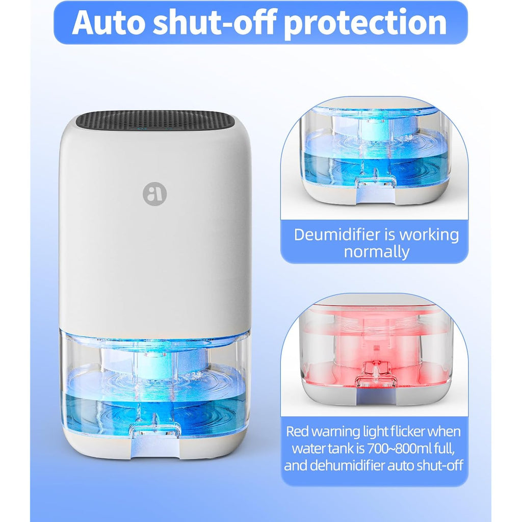35 Oz Dehumidifier For Bedroom Rv, Quiet With Auto Shut Off, White | 280 Sq.Ft Small Dehumidifiers For Home Bathroom Closet, 7 Color Light, 28Db Ultra Quiet, 35Oz Water Tank