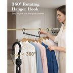 Space Saving Hangers For 48 Clothes, Reinforced Collapsible Hangers With 360° Swivel Hook, Hanger Hooks Space Saver For Closet Organizers And Storage, Dorm Room Essentials, Fully Assembled, Black