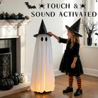 Halloween Decor Indoor 46.5" Lighted Animated Floating Ghost With Spooky Sound & Touch Activated Sensor Spooky Ghosts Halloween Decor For Party Home Haunted House